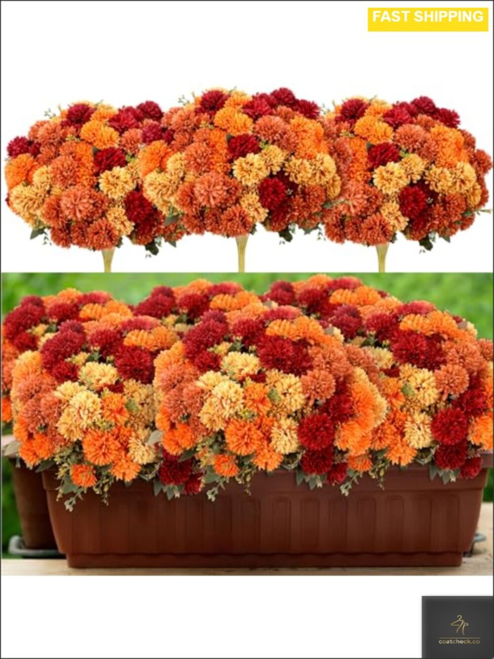 12 Pc Artificial Fall Mums Silk Faux Flowers for Home Decor